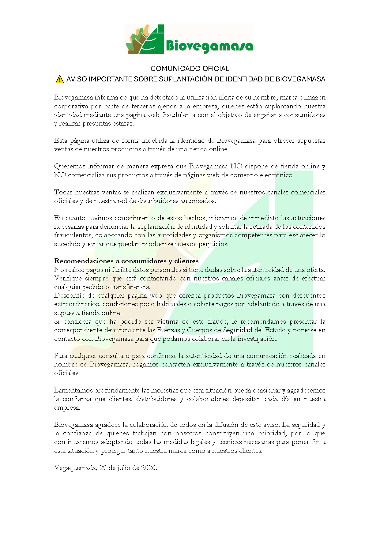 COMUNICADO OFICIAL